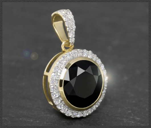 Gold Anhänger mit 3,15ct Diamant & Onyx