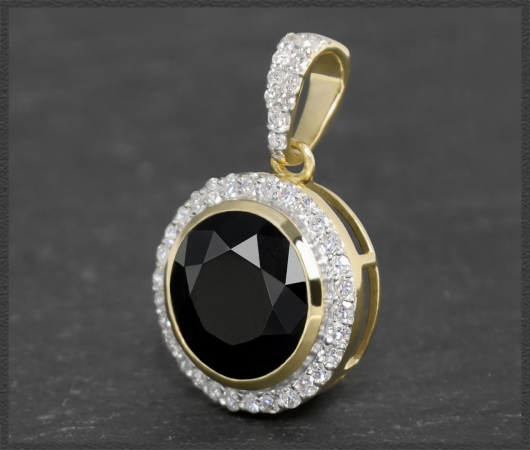 Gold Anhänger mit 3,15ct Diamant & Onyx