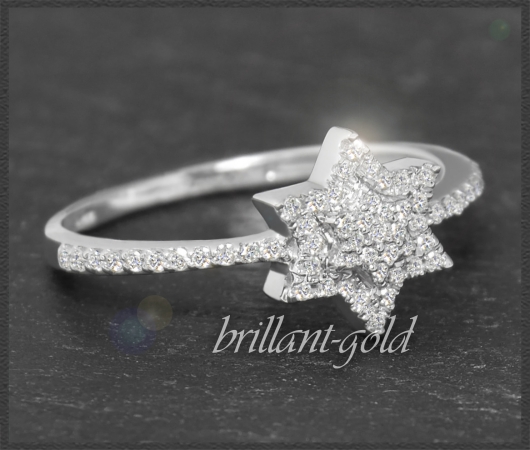 Ring mit 0,40ct Diamanten, Stern Damenring 10K Gold