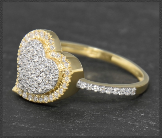 Herz Gold Ring mit 0,48ct Diamanten, 10 Karat