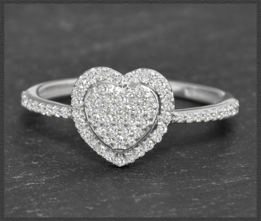 Herz Ring mit 0,45ct Diamanten, 10K Gold