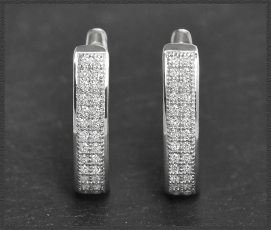 Diamant Creolen mit 0,30ct, 10K (10 Karat) Gelbgold, Weißgold Damen Ohrringe