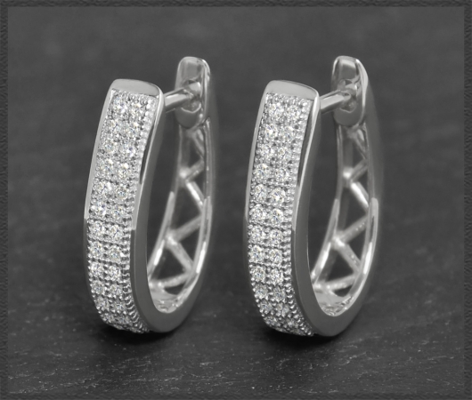 Diamant Creolen mit 0,30ct, 10K (10 Karat) Gelbgold, Weißgold Damen Ohrringe