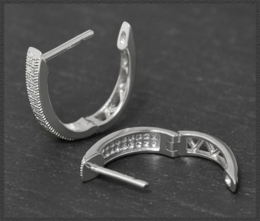 Diamant Creolen mit 0,30ct, 10K (10 Karat) Gelbgold, Weißgold Damen Ohrringe