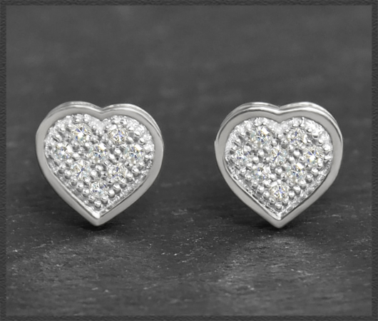 Herz Ohrstecker 0,12ct Diamanten, 10K Gold