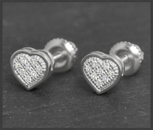 Herz Ohrstecker 0,12ct Diamanten, 10K Gold