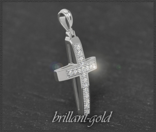 Kreuz Anhänger 0,12ct Diamanten, 10K Gold