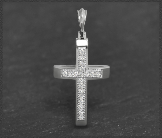 Kreuz Anhänger 0,12ct Diamanten, 10K Gold