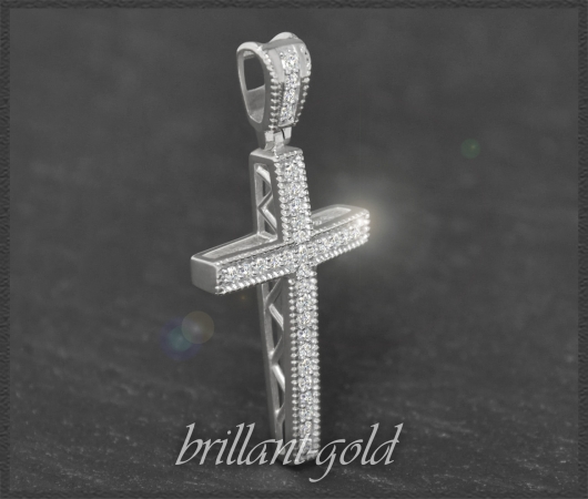 Kreuz Anhänger 0,23ct Diamanten, 10K Gold