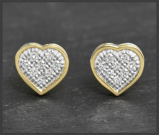 Herz Ohrstecker 0,12ct Diamanten, 10K Gold