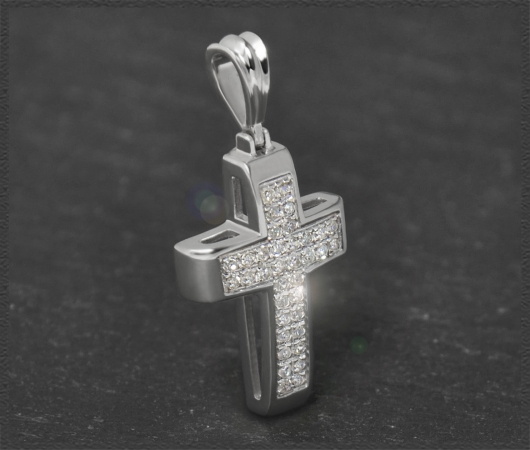 Kreuz Anhänger 0,25ct Diamanten, 10 Karat Gold
