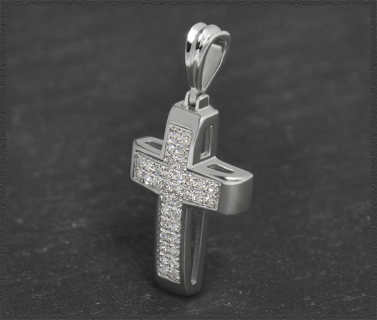Kreuz Anhänger 0,25ct Diamanten, 10 Karat Gold