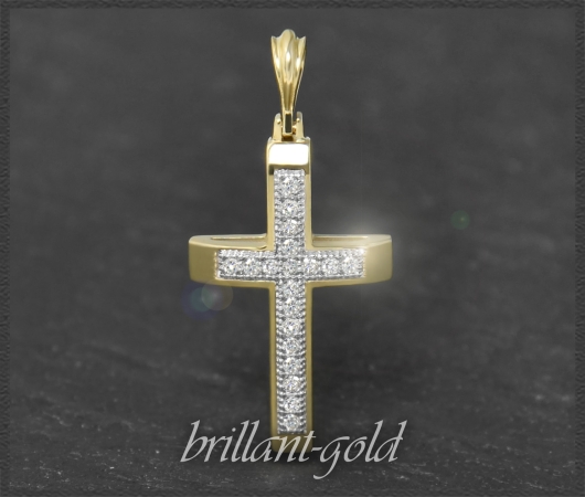 Kreuz Anhänger 0,12ct Diamanten, 10K Gold