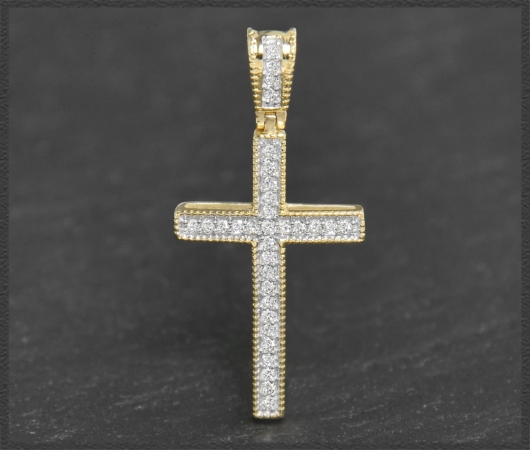 Kreuz Anhänger 0,23ct Diamanten, 10K Gold