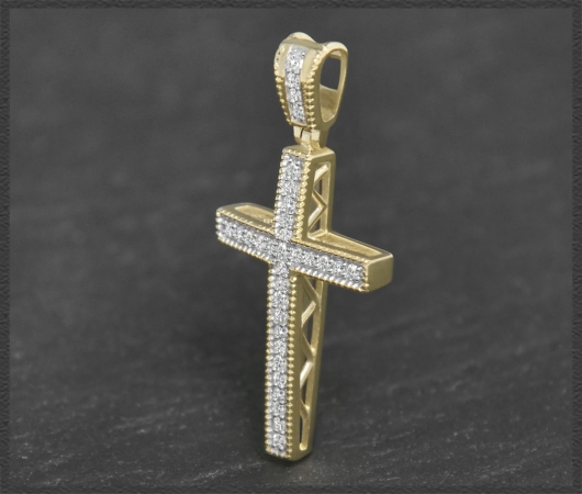 Kreuz Anhänger 0,23ct Diamanten, 10K Gold