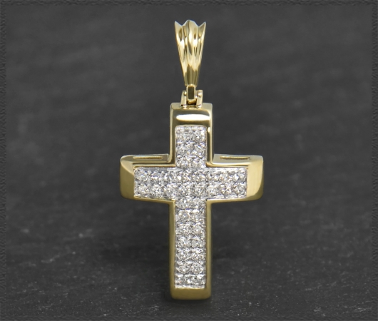 Kreuz Anhänger 0,25ct Diamanten, 10 Karat Gold
