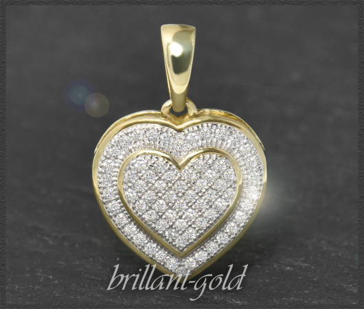 Anhänger 0,45ct Diamant Herz, 10K Gold