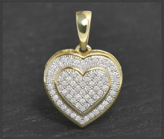 Anhänger 0,45ct Diamant Herz, 10K Gold