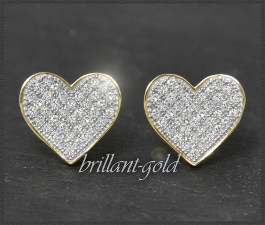 Herz Ohrstecker 0,50ct Diamanten, 10K Gold