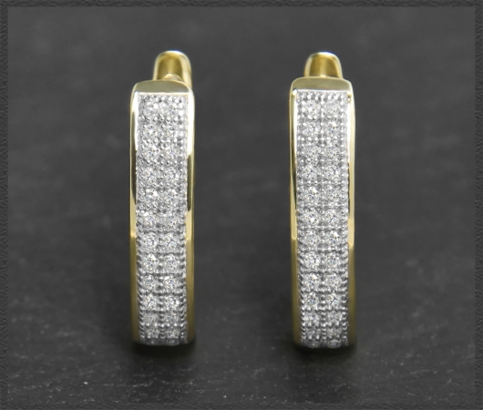 Diamant Creolen mit 0,30ct, 10K (10 Karat) Gelbgold, Weißgold Damen Ohrringe