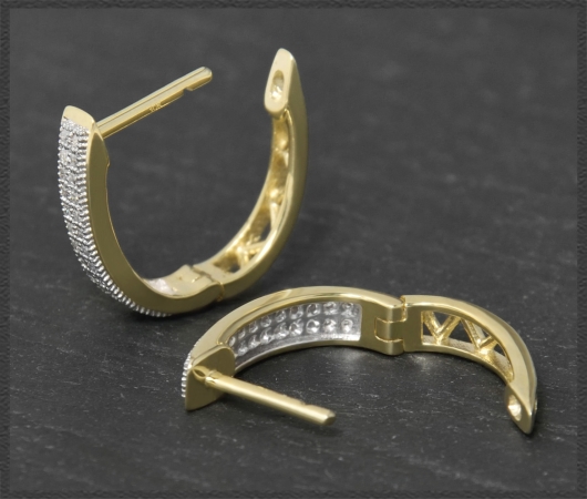 Diamant Creolen mit 0,30ct, 10K (10 Karat) Gelbgold, Weißgold Damen Ohrringe