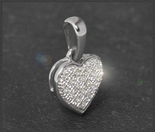 Herz Anhänger mit 0,10ct Diamanten, 10K Gold