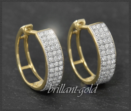 Diamant Ohringe 0,45ct, 10K Gold Creolen