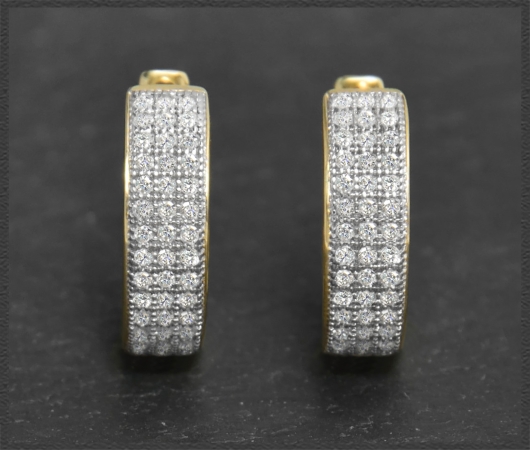 Diamant Ohringe 0,45ct, 10K Gold Creolen