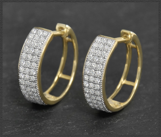 Diamant Ohringe 0,45ct, 10K Gold Creolen