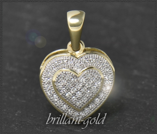 Herz Anhänger mit 0,25ct Diamanten, 10K Gold