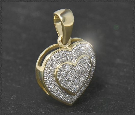 Herz Anhänger mit 0,25ct Diamanten, 10K Gold