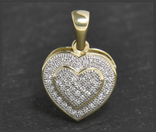 Herz Anhänger mit 0,25ct Diamanten, 10K Gold