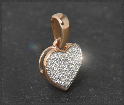 Herz Anhänger mit 0,10ct Diamanten, 10K Gold