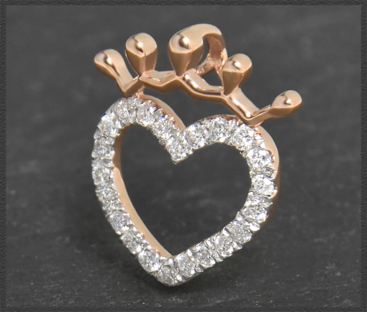 Diamant Herz Anhänger 0,40ct Brillanten, 10K Gold