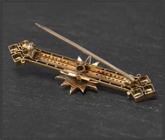 Diamant Brosche mit 0,80ct, 585 Gold, Antik Art Deco