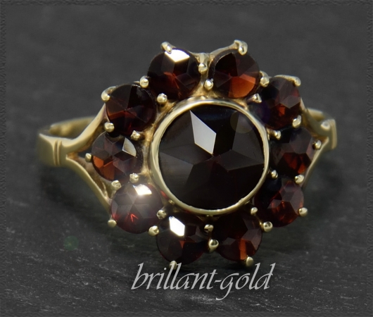 3ct böhmische rote Granate Ring, 333 Gold, Antik