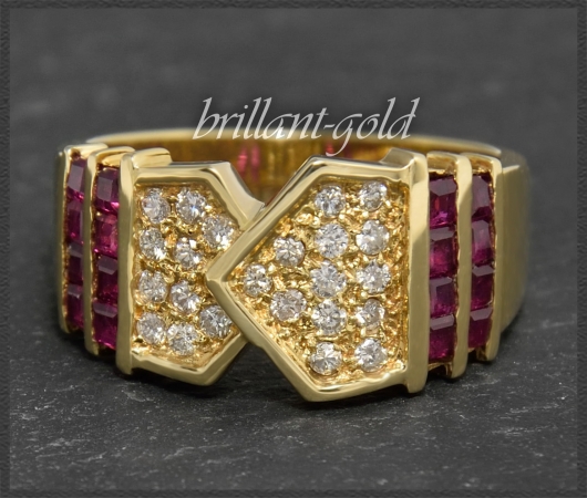 Rubin & Diamant Cocktail Ring mit 1,70ct, 750 Gold