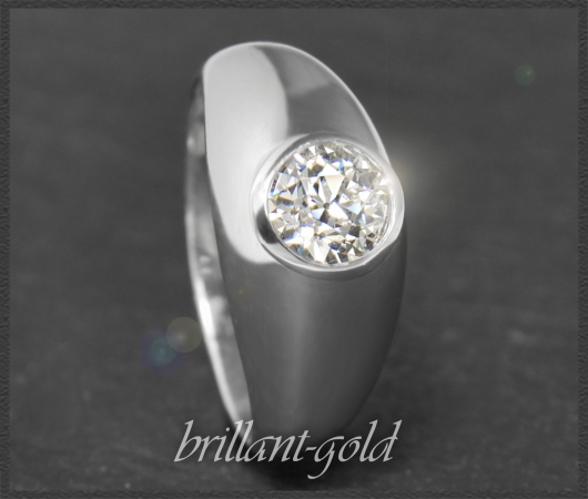 Diamant Ring 1,06ct, 750 Gold, Vintage um 1960