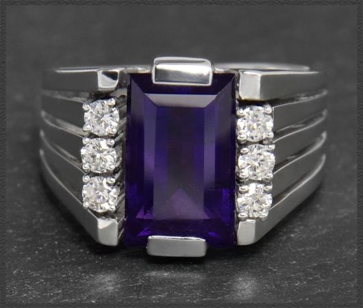 Diamant & Amethyst 4,30ct Cocktail Ring, 585 Gold