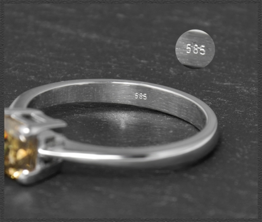 Diamant Solitär Ring mit 0,95ct, cognac-champagner