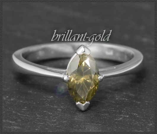 Diamant Solitär Ring, 0,94ct im Navette-Schliff, 585 Gold