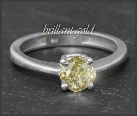 Diamant Ring mit 0,82ct in grüngelb, 585 Weißgold