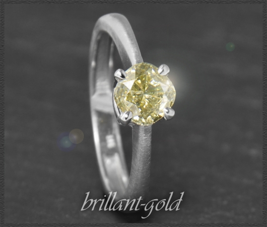 Diamant Ring mit 0,82ct in grüngelb, 585 Weißgold