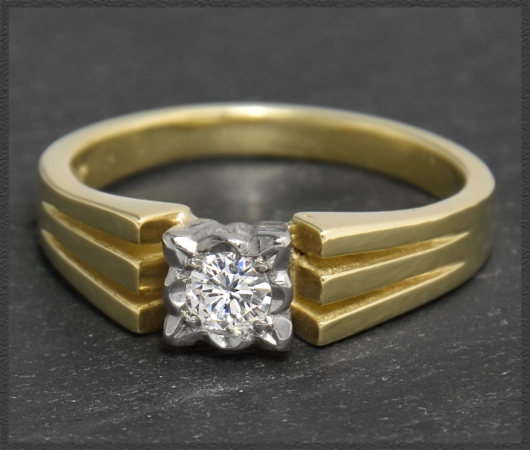 Vintage 0,25ct Diamant Solitär Ring, 585 Gold