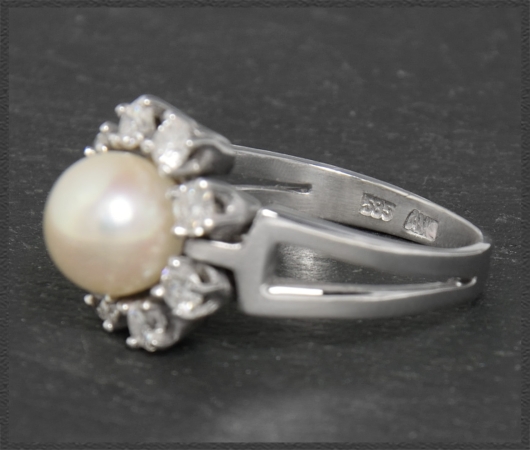 Diamant & Perlen Ring, 0,50ct Brillanten, 585 Gold