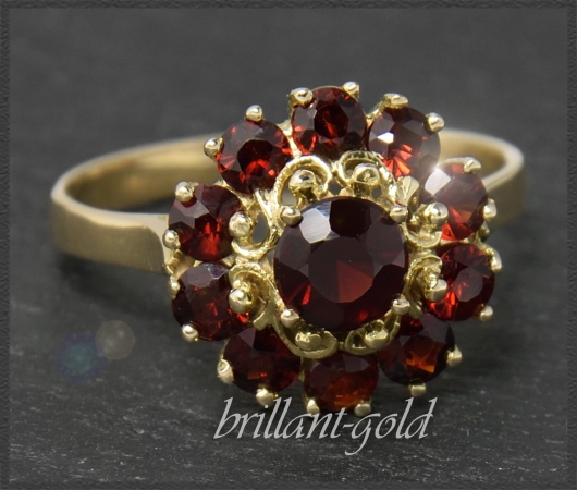 Antiker 1,70ct Granat 333 Gold Ring, Handarbeit