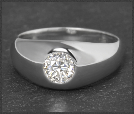 Diamant Ring 0,70ct Altschliff Brillant, 585 Weißgold