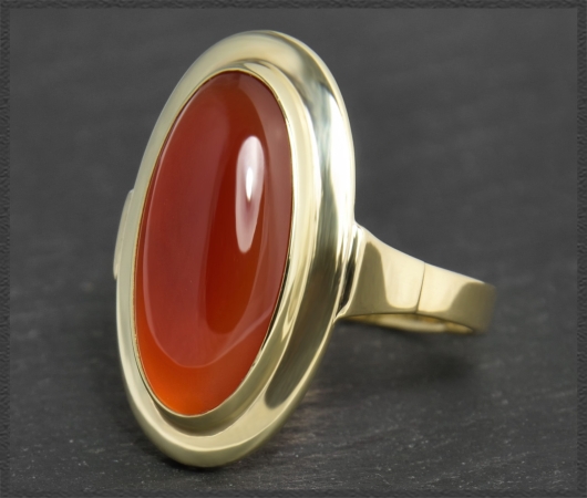 Damen Cocktail Ring, 333 Gold mit Karneol, Vintage