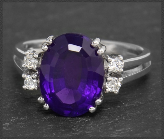 Diamant & Amethyst 4,70ct Ring aus 585 Weißgold