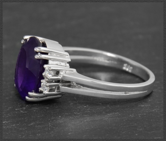 Diamant & Amethyst 4,70ct Ring aus 585 Weißgold